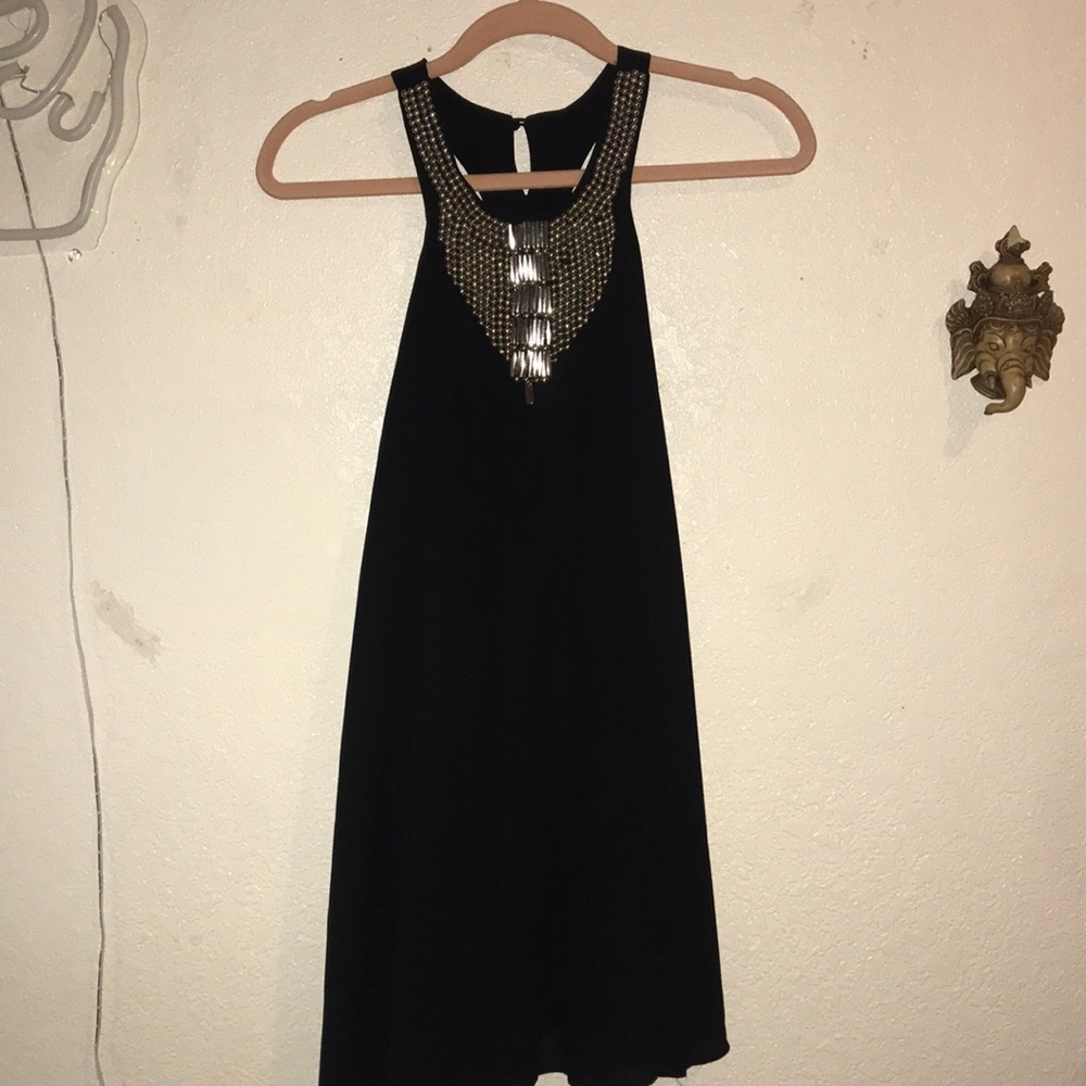 Black high neck dress